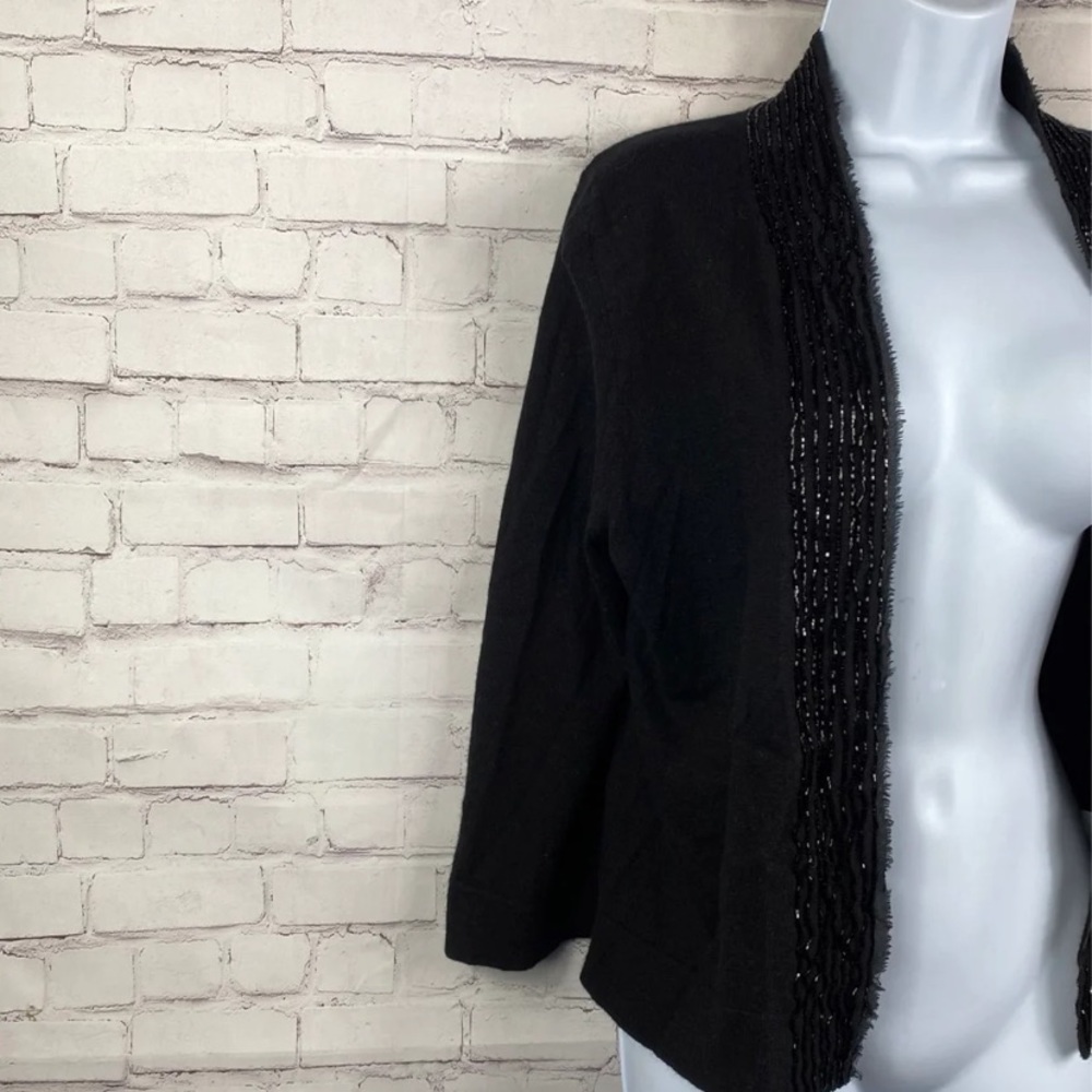 J.Crew lambs wool Vintage beaded black cardigan size XL - Picture 3 of 11